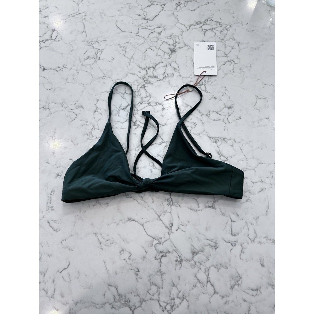 NWT Quince Palm Green Knot Tie Bikini Top Size Medium